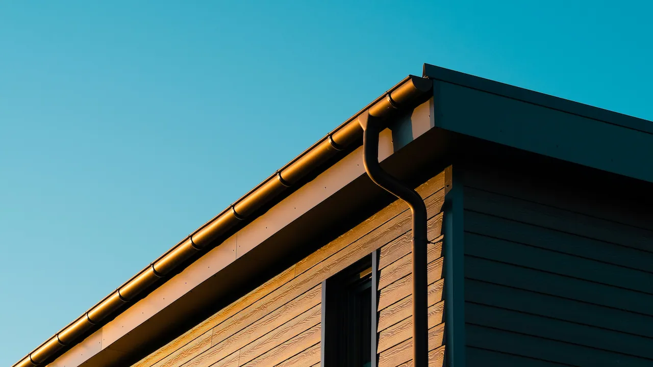 Finished guttering and downpipe